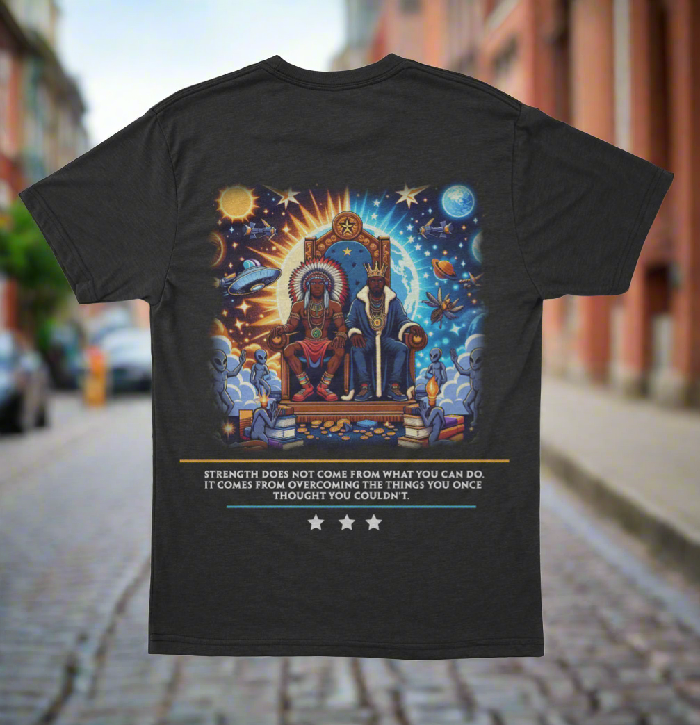 Celestial Kyngz: Throne of Mental Strength & Resilience - Premium T-Shirt from Litty Slumz - Just $25! Shop Now & Pay Later; Only Available For Clothing Apparels.