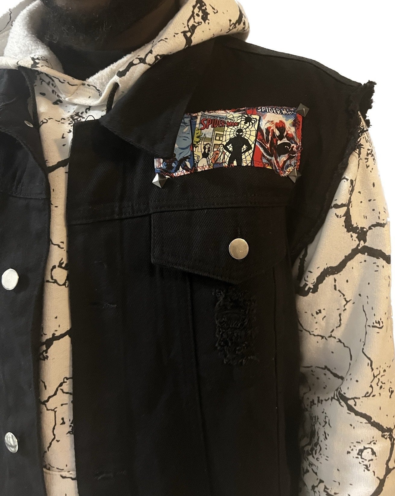 Spiderman Sleeveless Jean Jacket - Premium from Litty Slumz - Just $85! Shop Now & Pay Later; Only Available For Clothing Apparels.