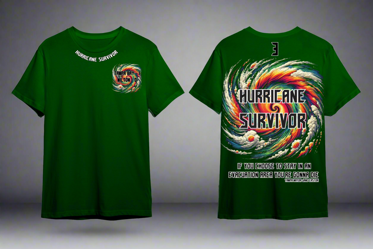 Hurricane Survivor Tee – Limited Edition - Premium T-Shirt from Litty Slumz - Just $25! Pre-Order Now & Pay Later; Only Available For Clothing Apparels.