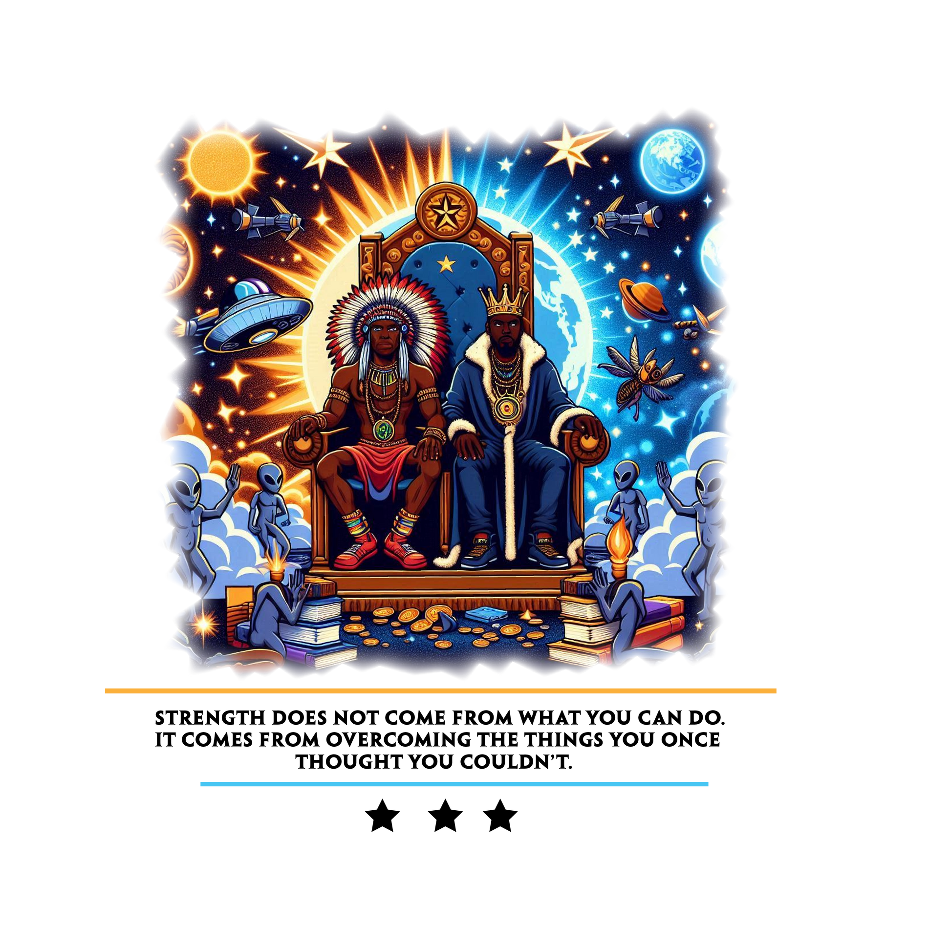 Celestial Kyngz: Throne of Mental Strength & Resilience - Premium T-Shirt from Litty Slumz - Just $25! Shop Now & Pay Later; Only Available For Clothing Apparels.