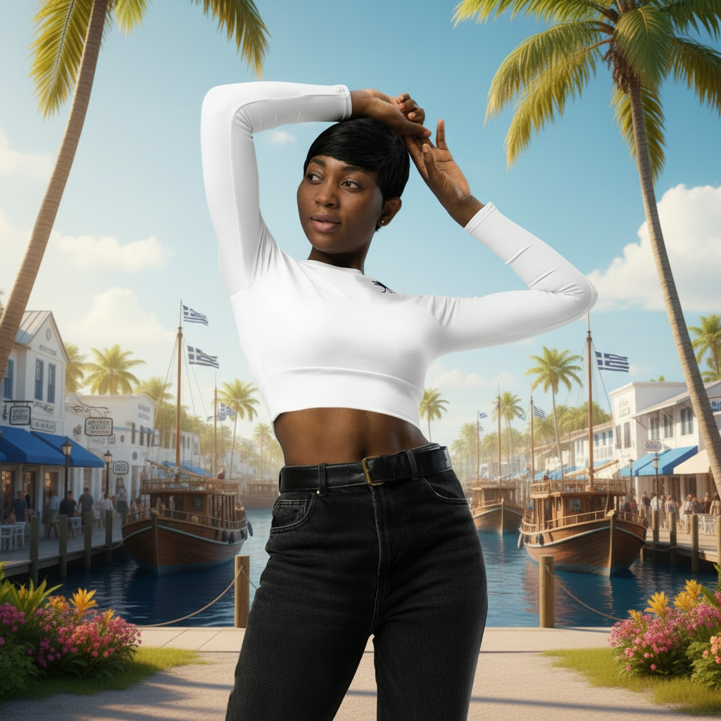 Eco-Friendly Long-Sleeve Crop Top Athleisure | Plus UPF 50+ Protective Fabric Standard