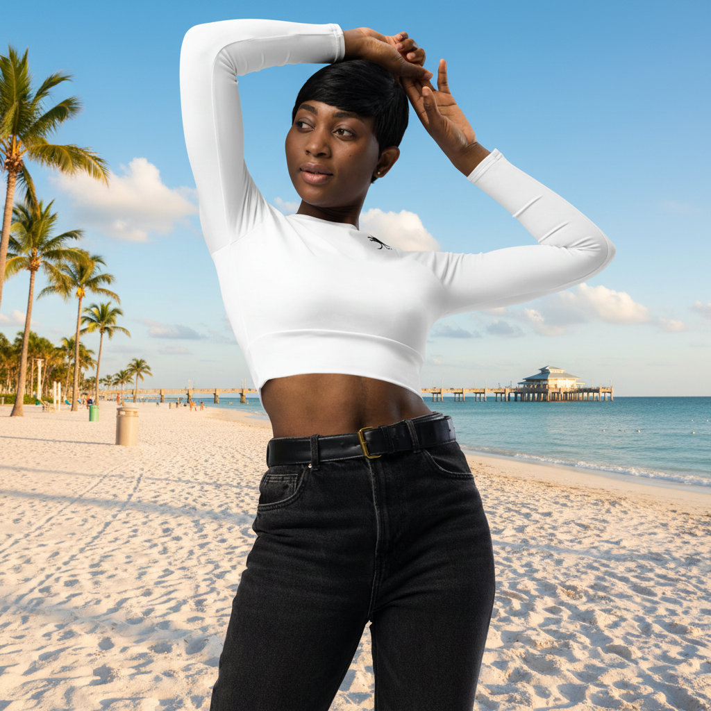 Eco-Friendly Long-Sleeve Crop Top Athleisure | Plus UPF 50+ Protective Fabric Standard