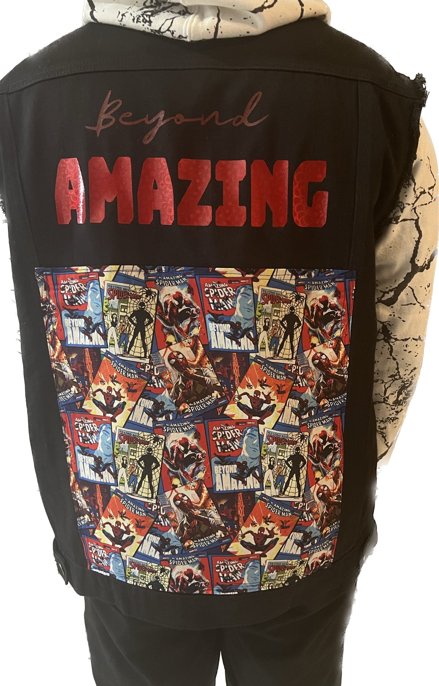 Spiderman Sleeveless Jean Jacket - Premium  from Litty Slumz - Just $85! Shop Now & Pay Later; Only Available For Clothing Apparels.