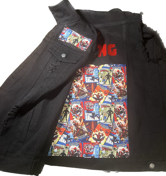 Spiderman Sleeveless Jean Jacket - Premium  from Litty Slumz - Just $85! Shop Now & Pay Later; Only Available For Clothing Apparels.